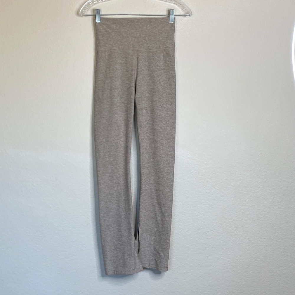 Calia Lustralux high rise split flare yoga pants tan women’s small